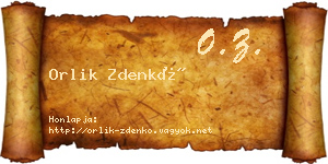 Orlik Zdenkó névjegykártya